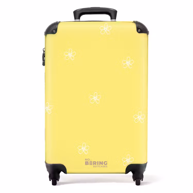 Suitcase - Yellow background with white flowers — 1