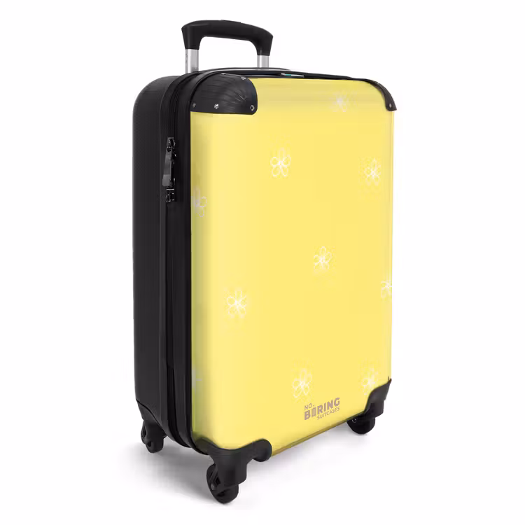 Suitcase - Yellow background with white flowers — 4