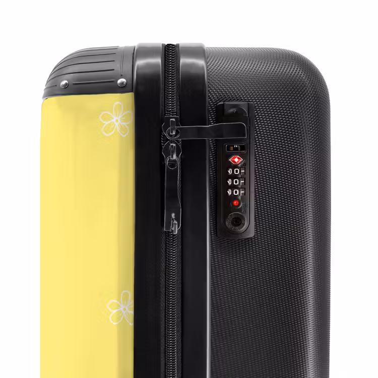 Suitcase - Yellow background with white flowers — 5