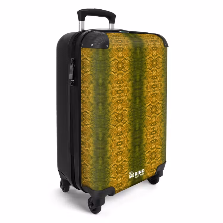 Suitcase - Yellow-green snakeskin with symmetrical scale structure — 4