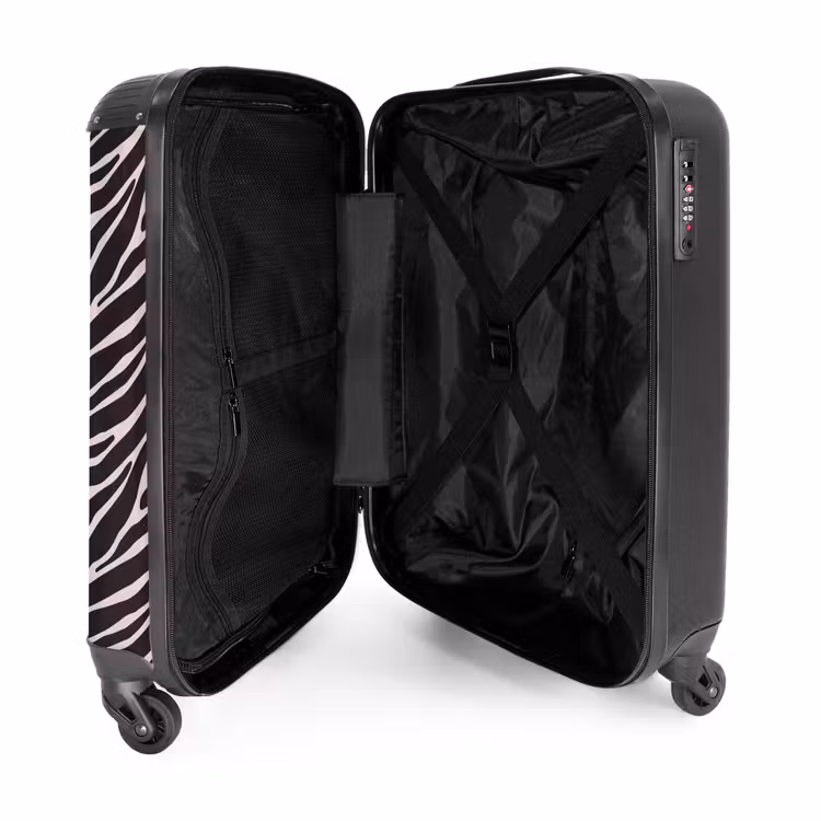Suitcase - Zebra stripe pattern on soft pink — 3