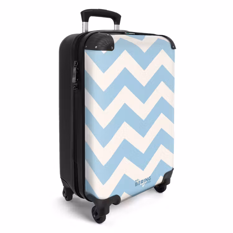 Suitcase - Zigzag pattern in blue and white — 4