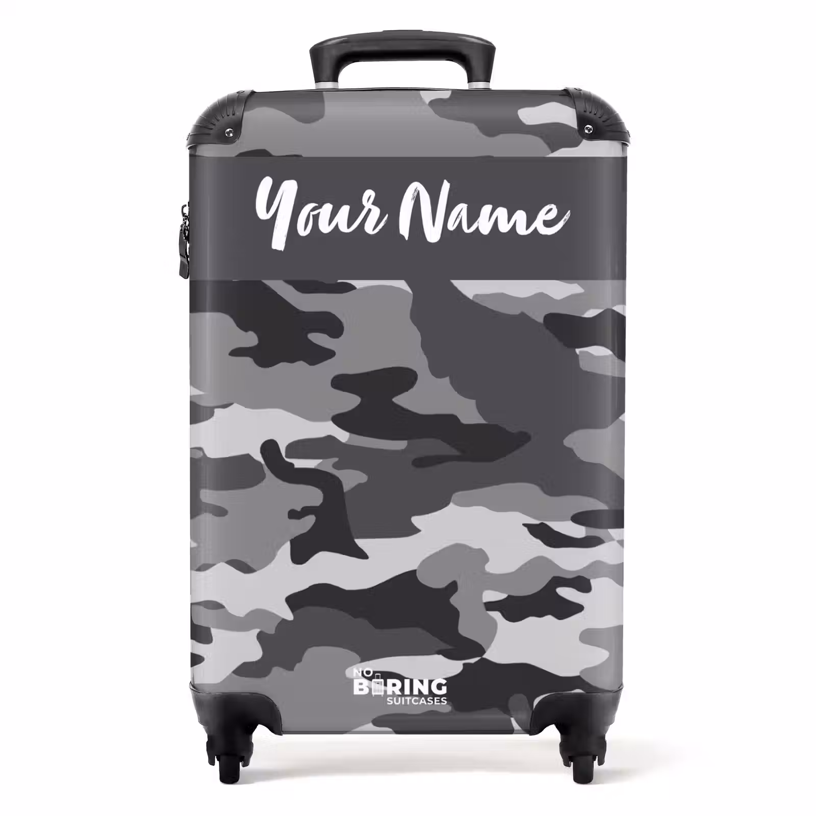 Suitcase with name - Camo Gray — 1