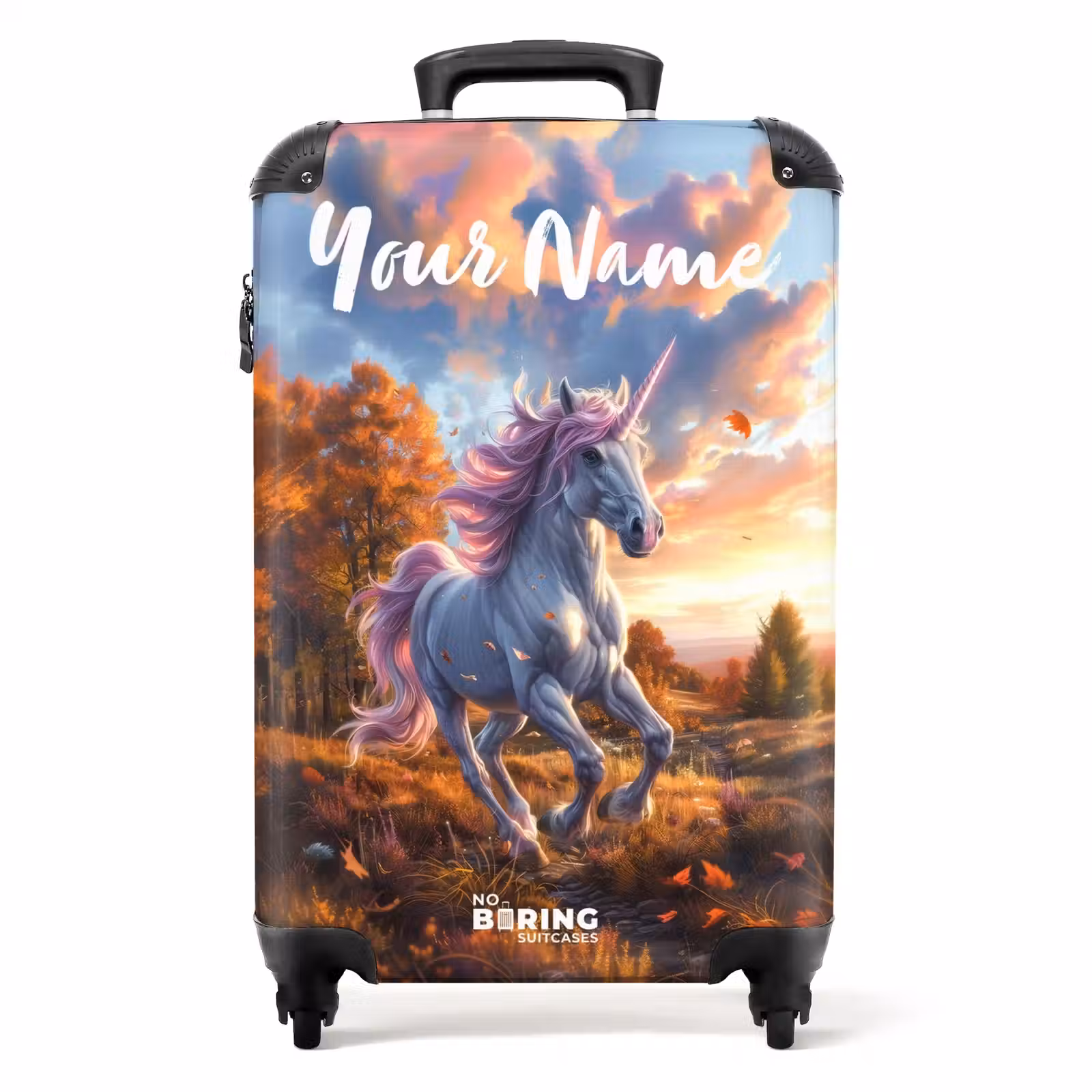 Suitcase with name - Galloping Unicorn in Autumn World — 1
