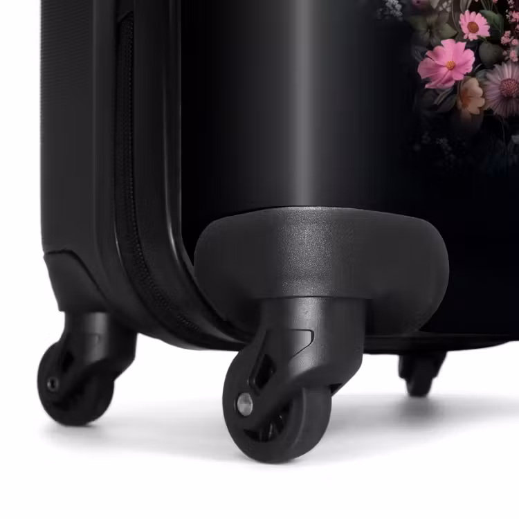 Suitcase with name - Black horse with white blaze and colorful flowers — 7