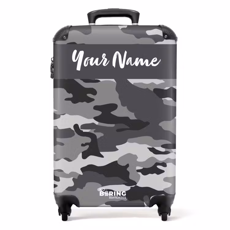 Suitcase with name - Camo Gray — 1