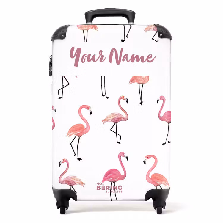 Suitcase with name - Flamingo party — 1