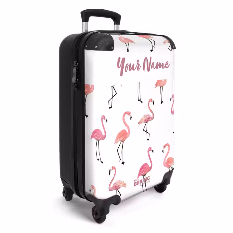 Suitcase with name - Flamingo party — 2