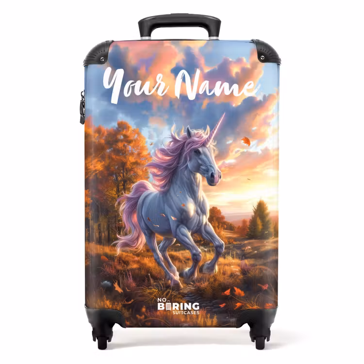 Suitcase with name - Galloping Unicorn in Autumn World — 1