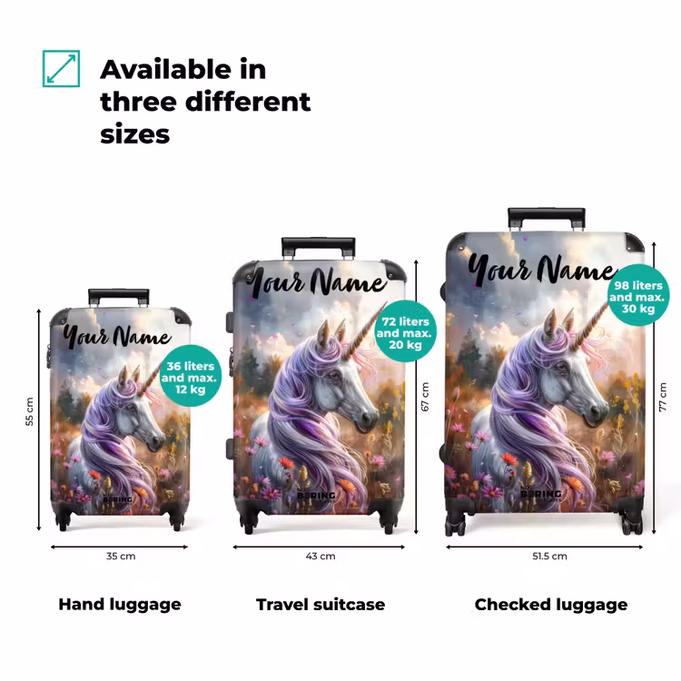 Suitcase with name - Lavender spring horn — 3