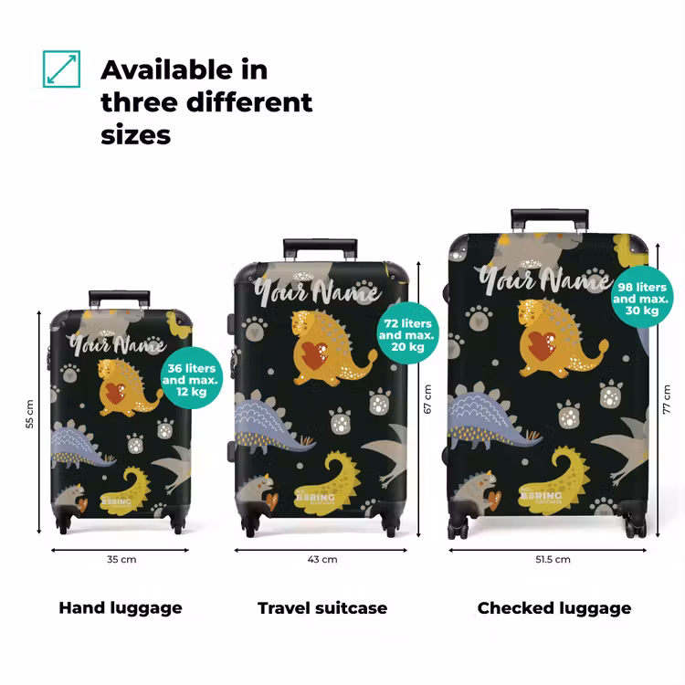 Suitcase with name - Loving dinosaur — 3