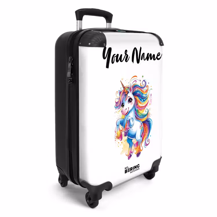 Suitcase with name - Prancing Unicorn with Rainbow Moons — 2