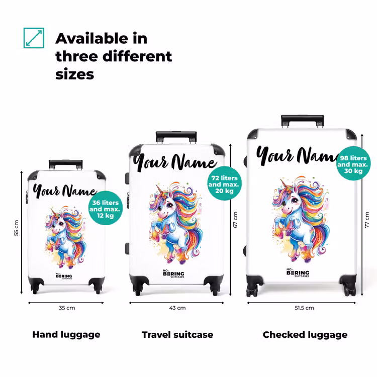 Suitcase with name - Prancing Unicorn with Rainbow Moons — 3
