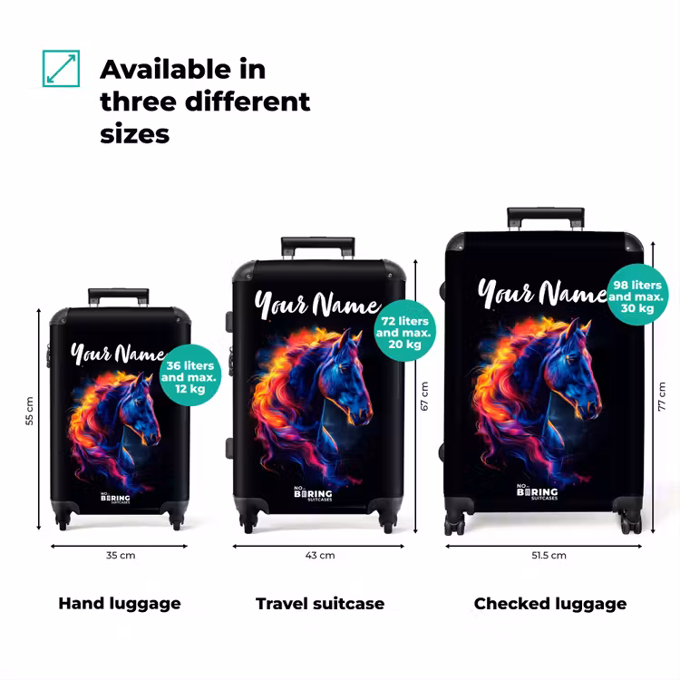 Suitcase with name - Side view of a horse with fiery mane — 3