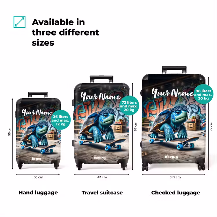 Suitcase with name - Skater turtle — 3
