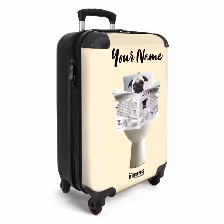 Suitcase with name - Doggie Reads the Newspaper — 2