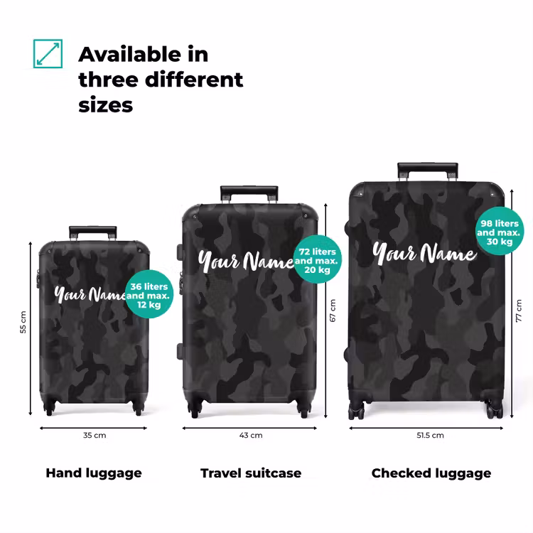 Suitcase with name - Green camouflage print — 3