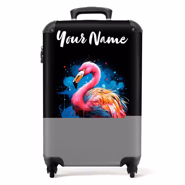 Suitcase with name - Colored Flamingo for a Paint Explosion — 1