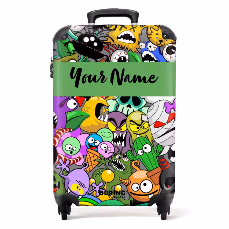 Suitcase with name - Colorful Monster Mix — 1