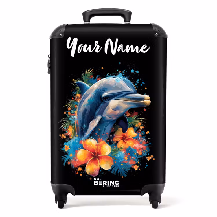 Suitcase with name - Dolphin amid Graffiti Flowers — 1