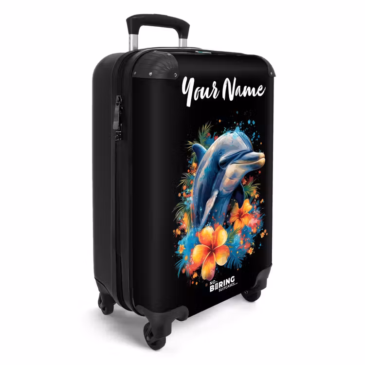 Suitcase with name - Dolphin amid Graffiti Flowers — 2