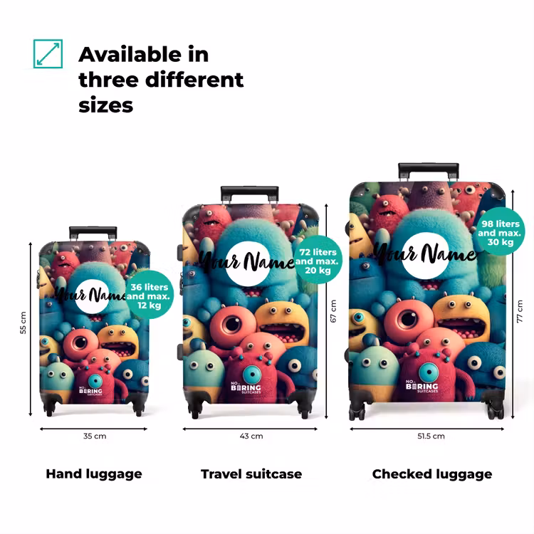 Suitcase with name - Monster Crowd — 3
