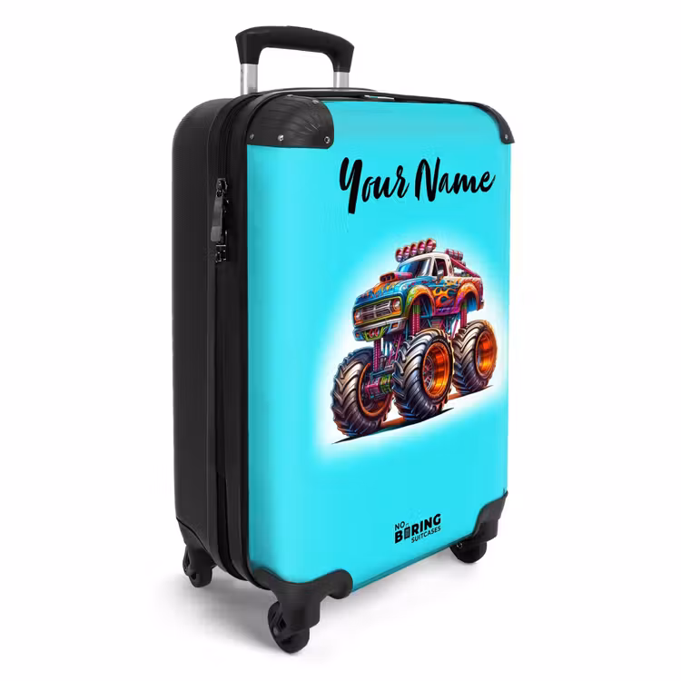 Suitcase with name - Monster Truck on Light Blue Background — 2