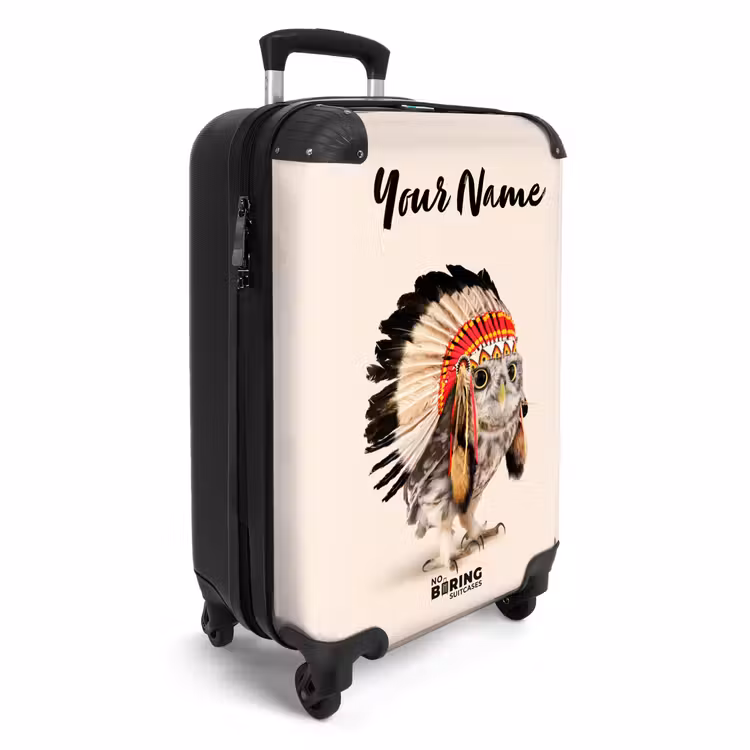 Suitcase with name - Owl as Indian — 2