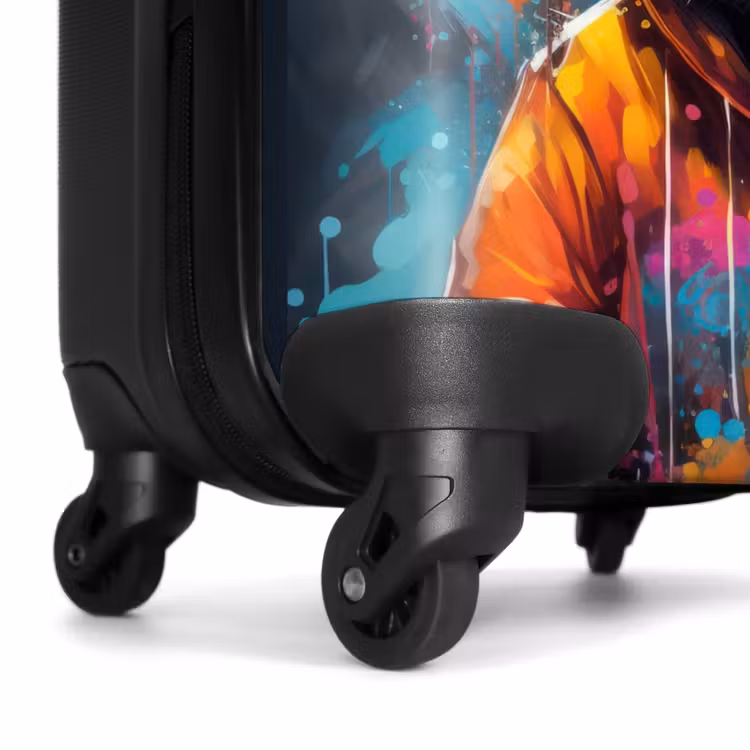 Suitcase with name - Panda with Orange Jacket and Paint Splatters — 7