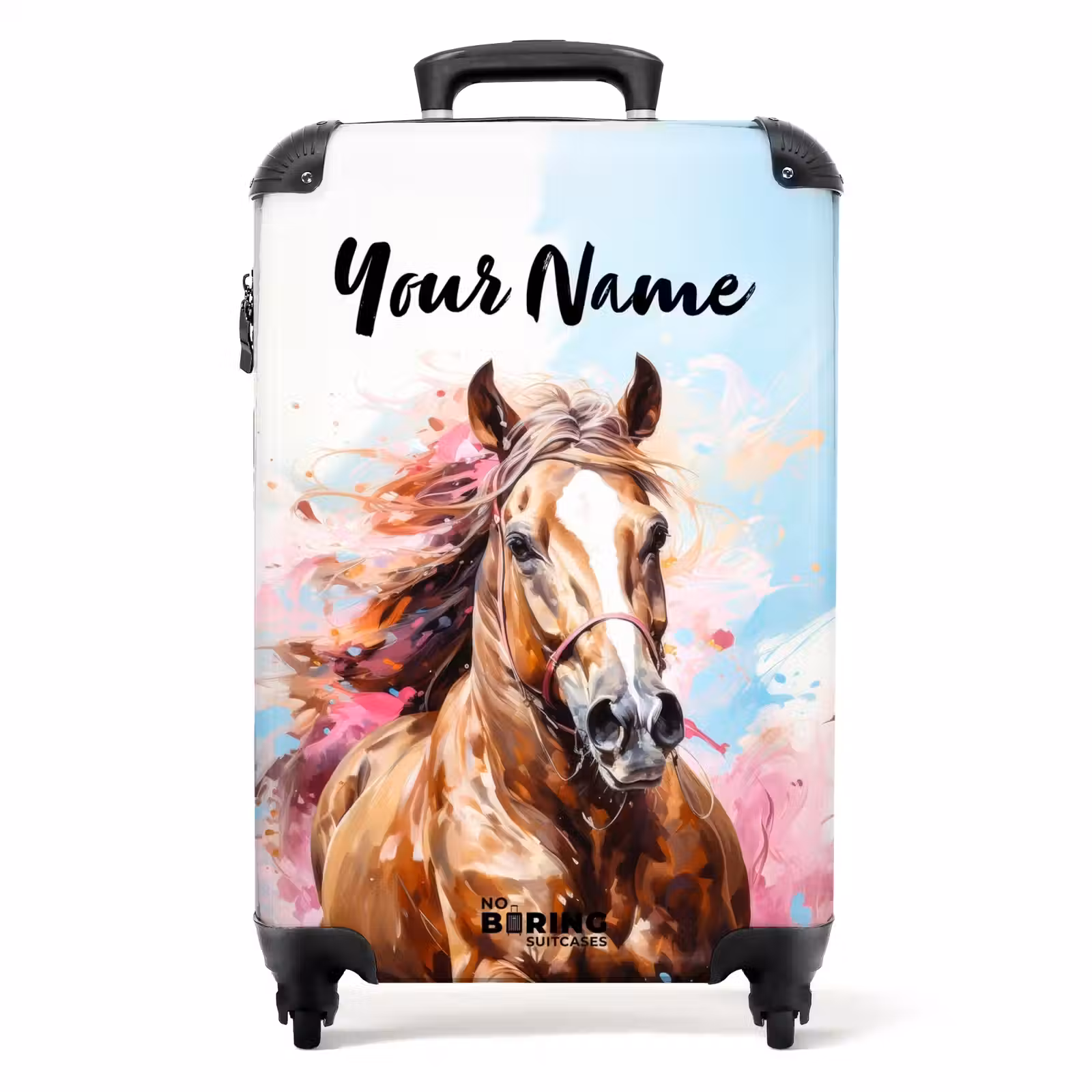 Suitcase with name - Galloping horse with colorful background — 1