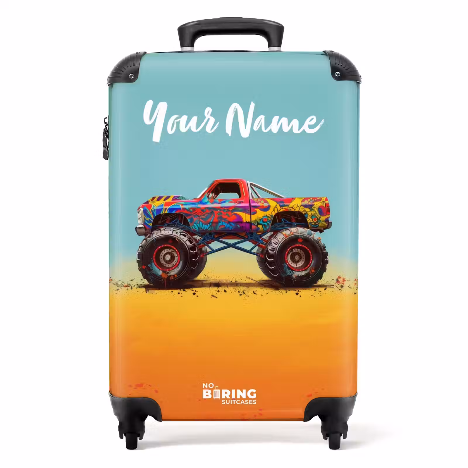 Suitcase with name - Monster Truck with Graffiti Print in the Sand — 1