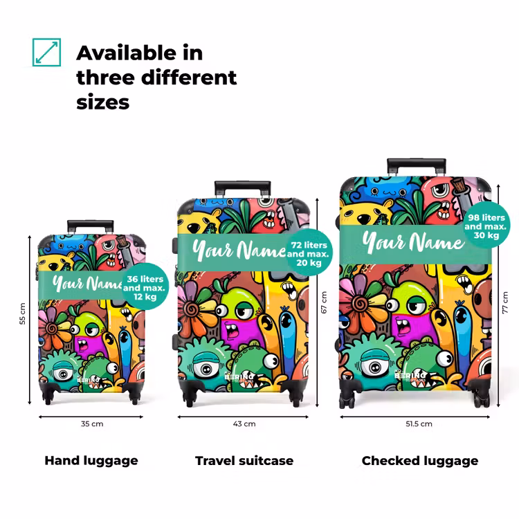 Suitcase with name - Colorful Monster Parade — 3