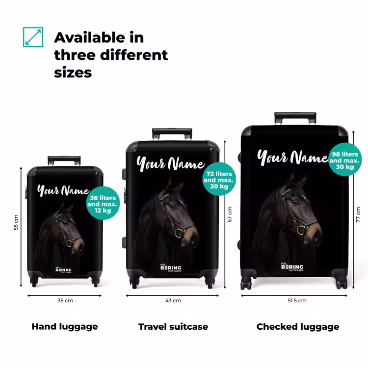 Suitcase with name - Elegant black horse — 3