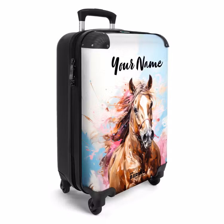 Suitcase with name - Galloping horse with colorful background — 2