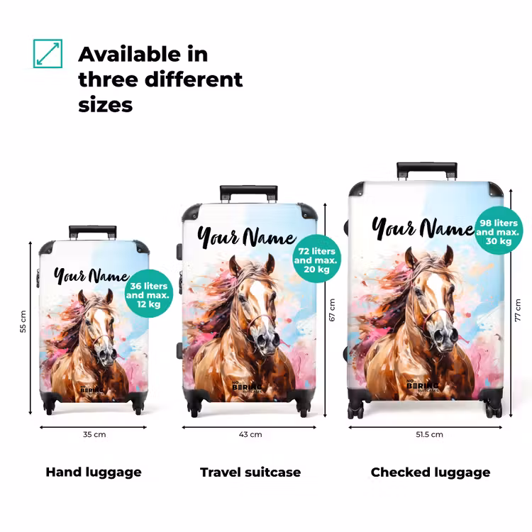 Suitcase with name - Galloping horse with colorful background — 3