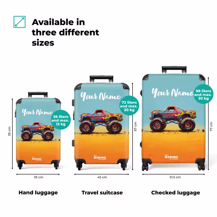 Suitcase with name - Monster Truck with Graffiti Print in the Sand — 3