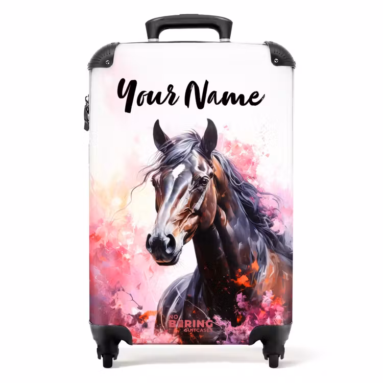 Suitcase with name - Watercolor horse in color explosion — 1