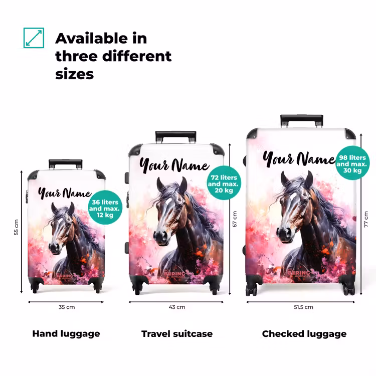 Suitcase with name - Watercolor horse in color explosion — 3