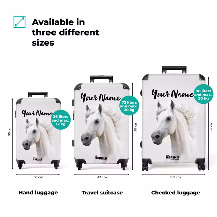 Suitcase with name - White horse with flapping mane — 3