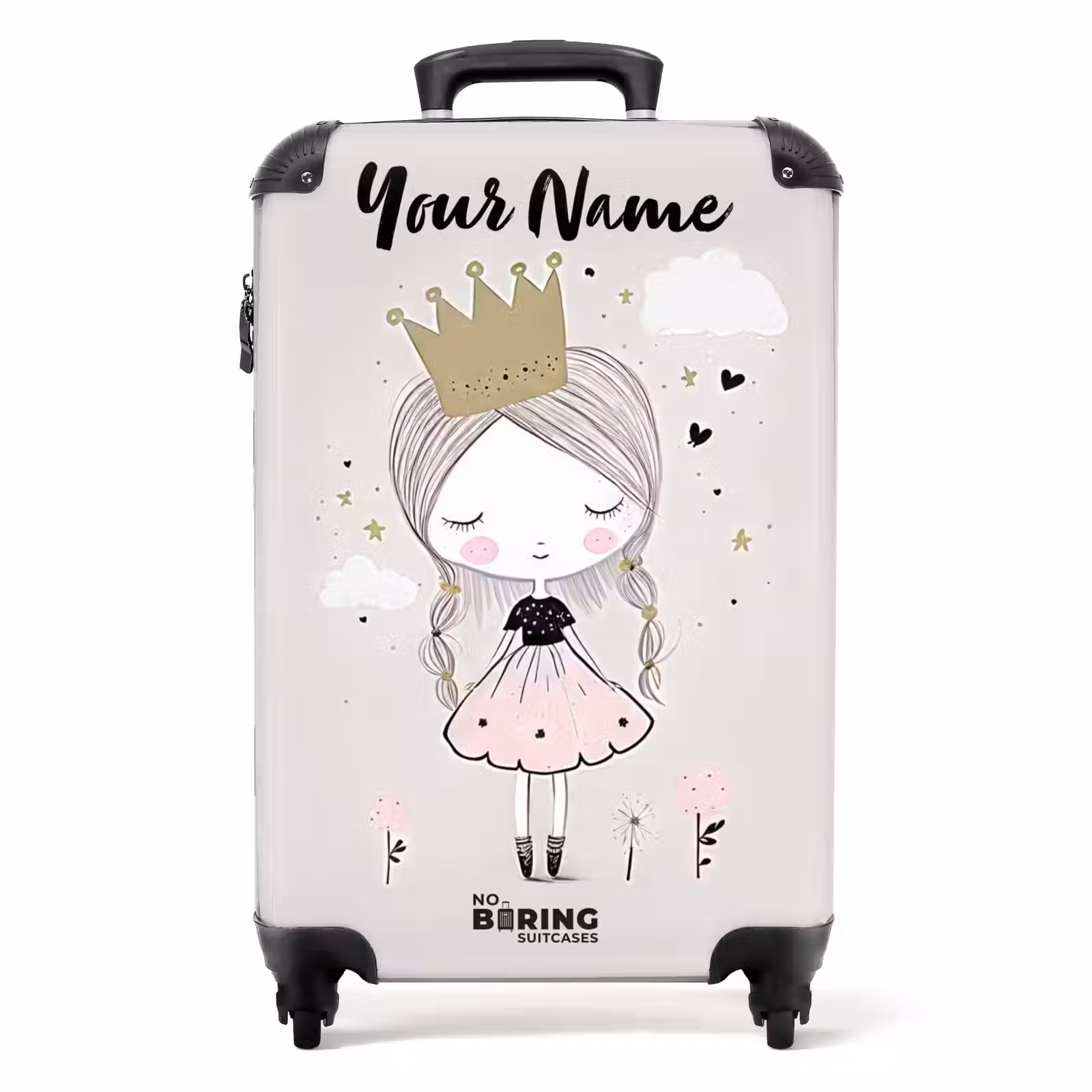 Suitcase with name - Dreamy princess with braided hair — 1