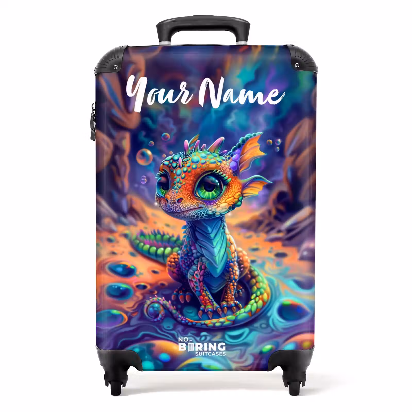 Suitcase with name - Ornate sapphire dragon — 1