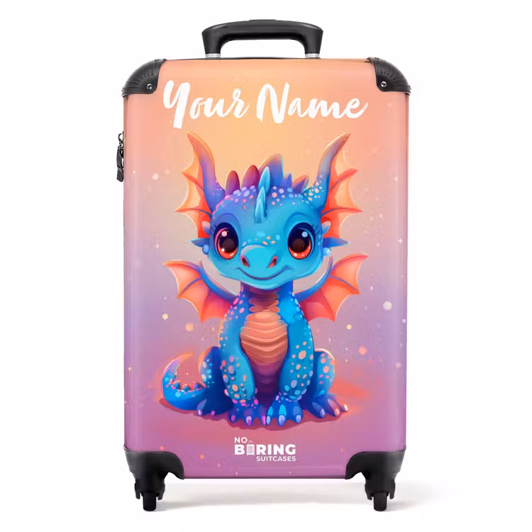 Suitcase with name - Cute baby dragon — 1