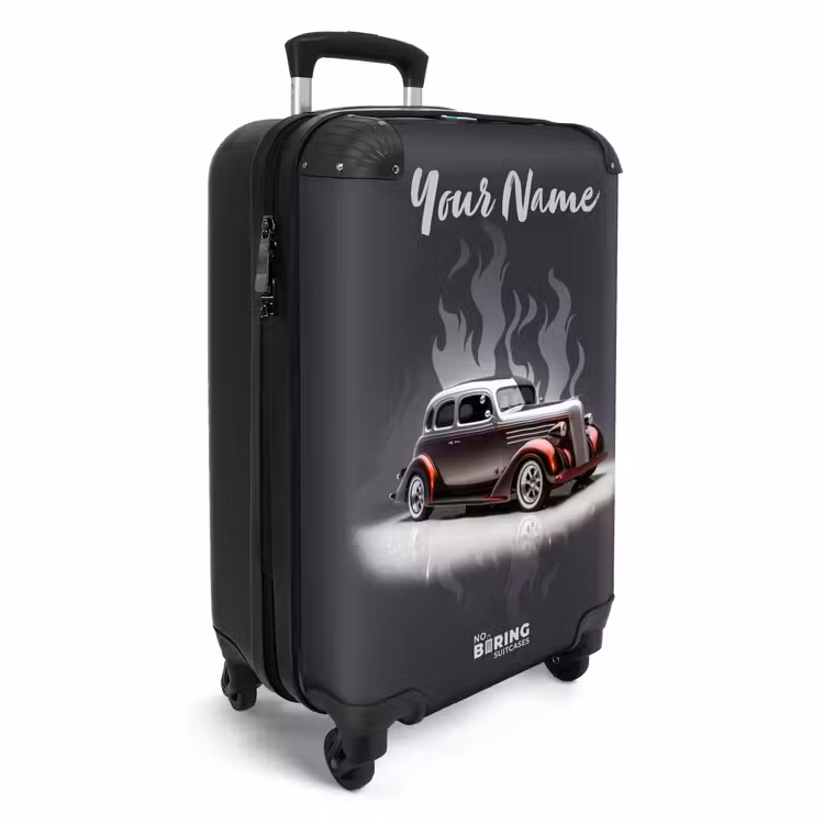 Suitcase with name - Gray car with gray flames — 2