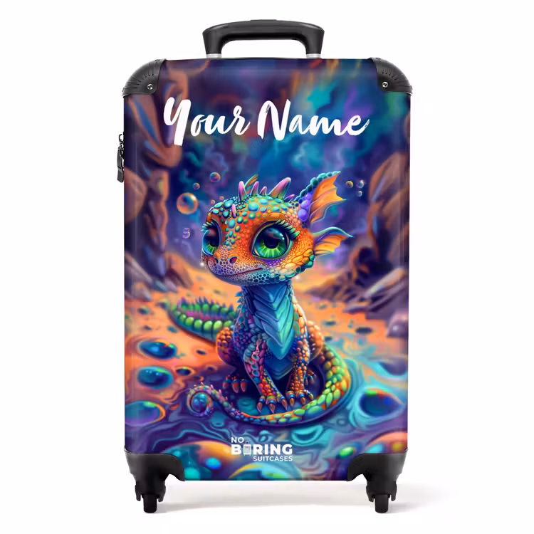 Suitcase with name - Ornate sapphire dragon — 1