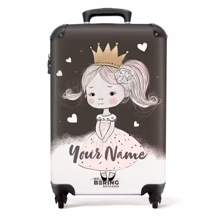 Suitcase with name - Shy princess with flower — 1