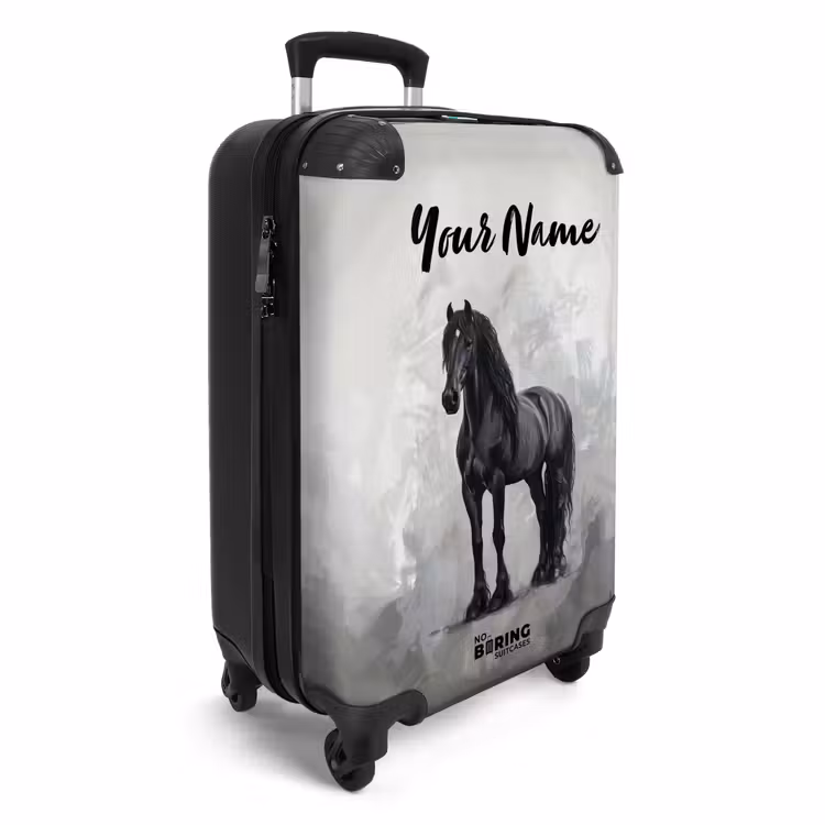 Suitcase with name - Static Portrait of a Black Horse — 2