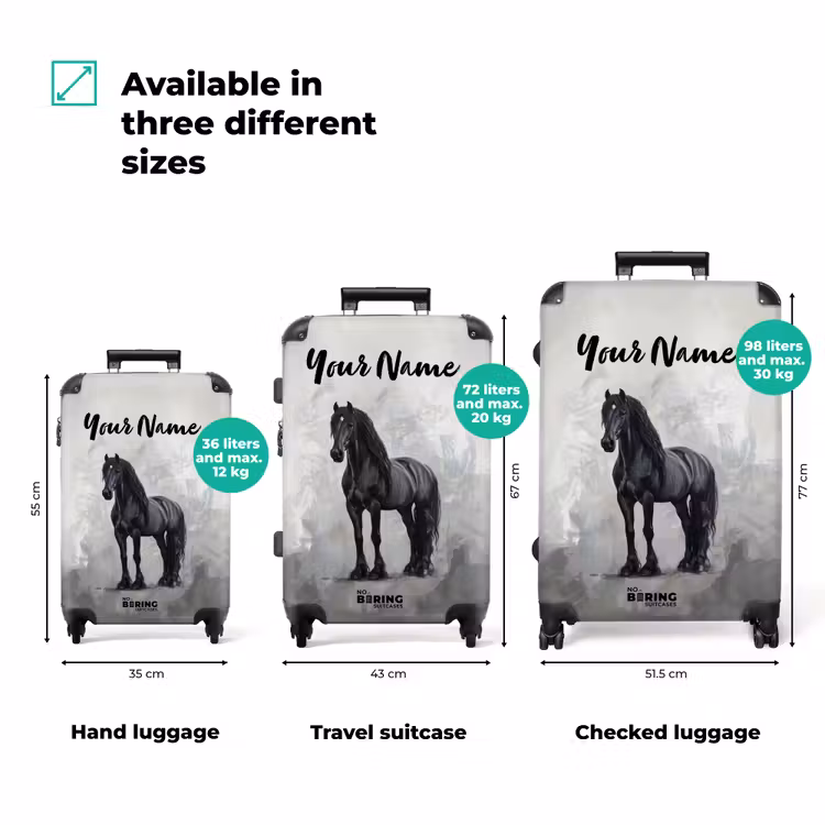 Suitcase with name - Static Portrait of a Black Horse — 3