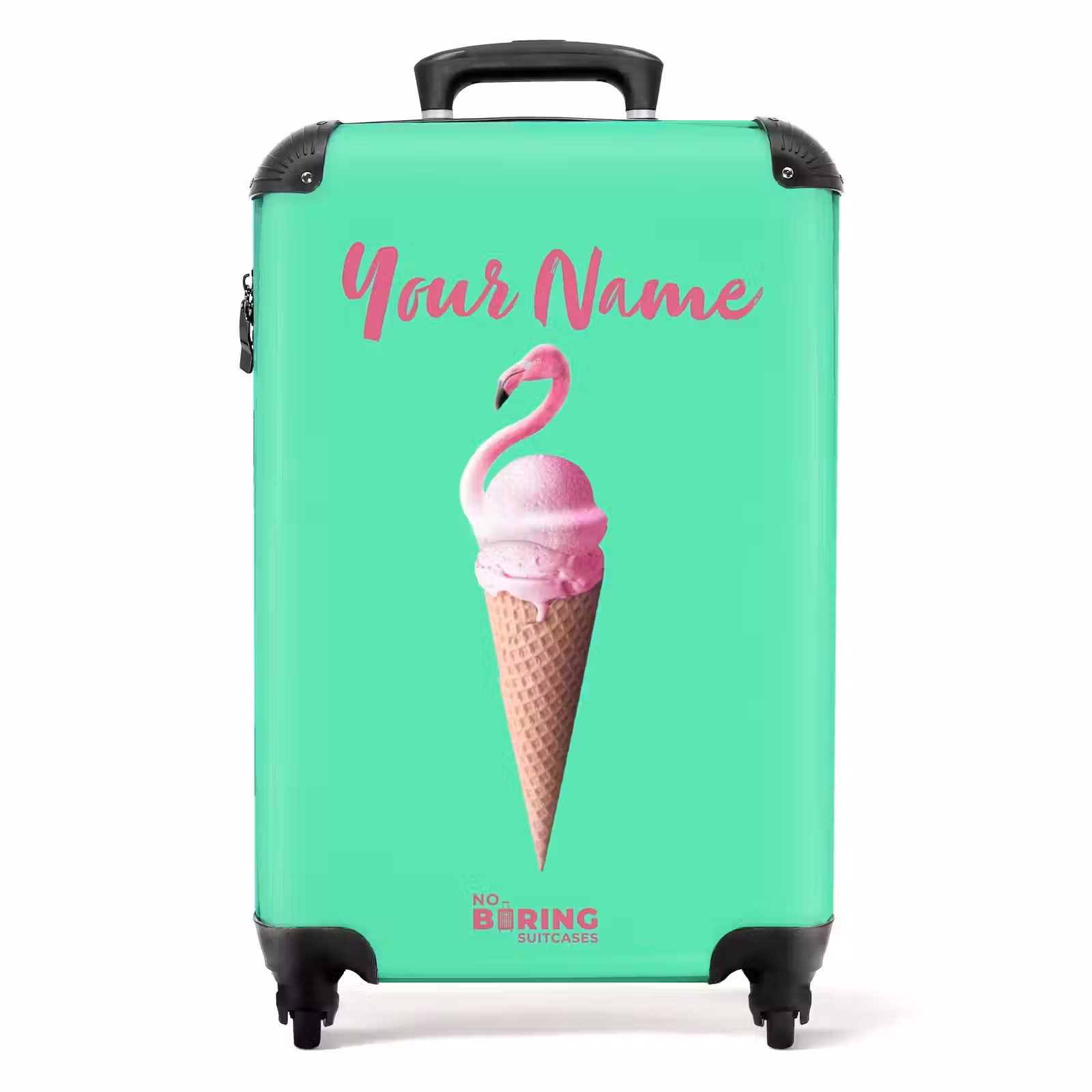 Suitcase with name - Flamingo cone — 1