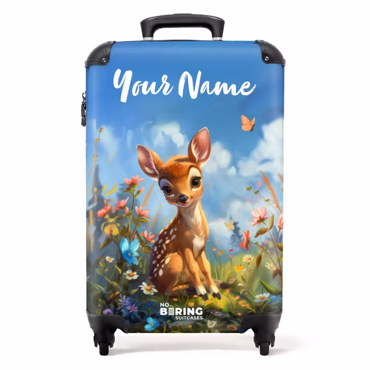 Suitcase with name - Bailey flower deer — 1