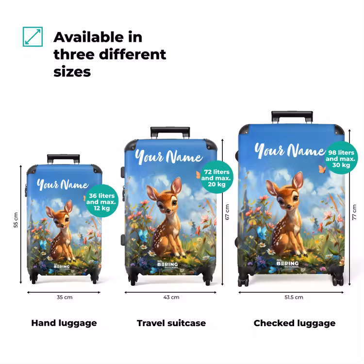 Suitcase with name - Bailey flower deer — 3